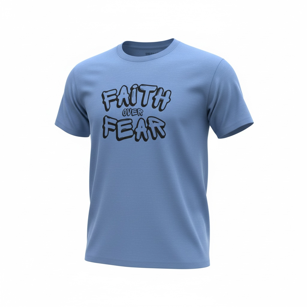 Faith over Fear T-Shirt - Blue - Comfort Fit
