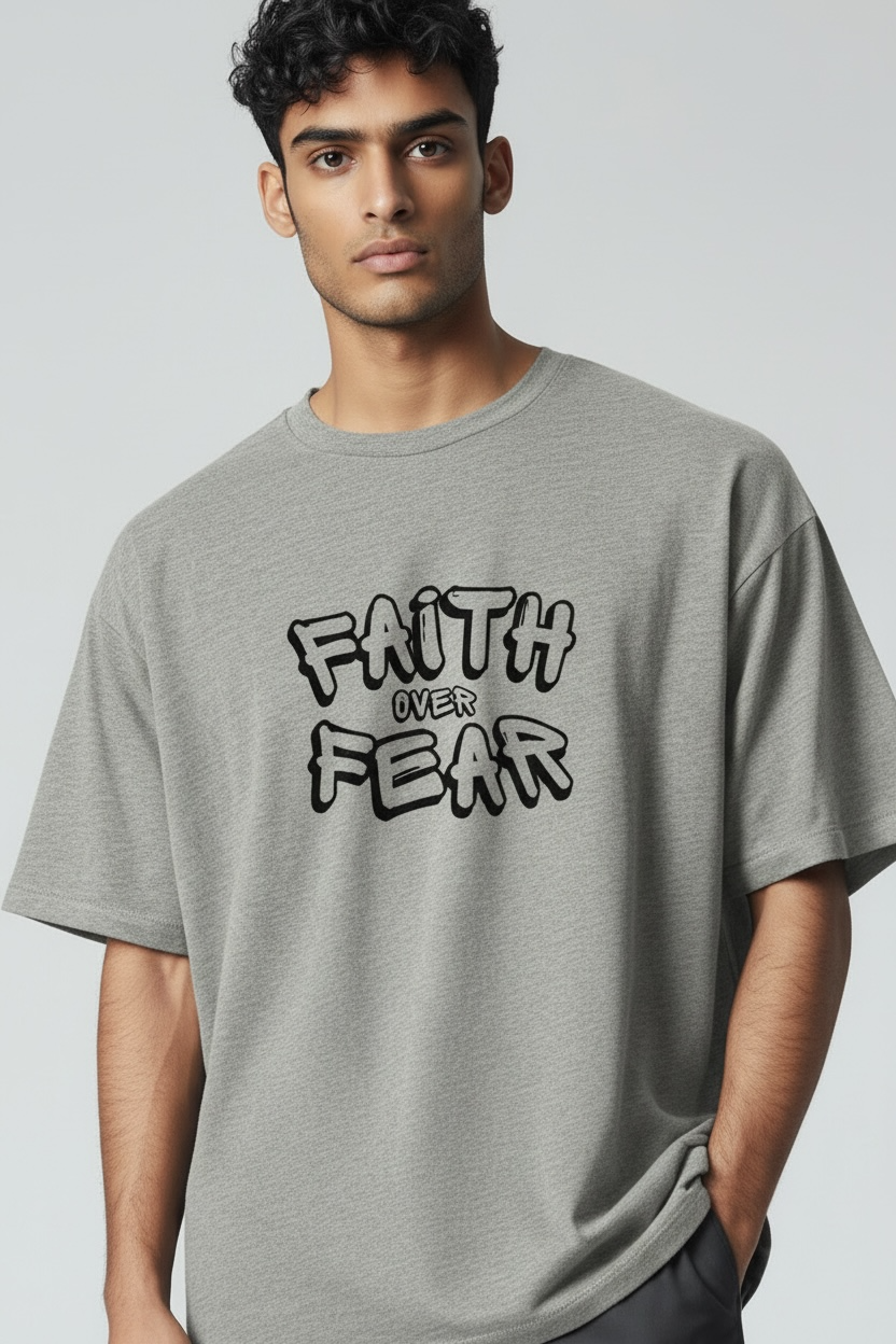 Faith over Fear T-Shirt - Gray - Athletic Fit