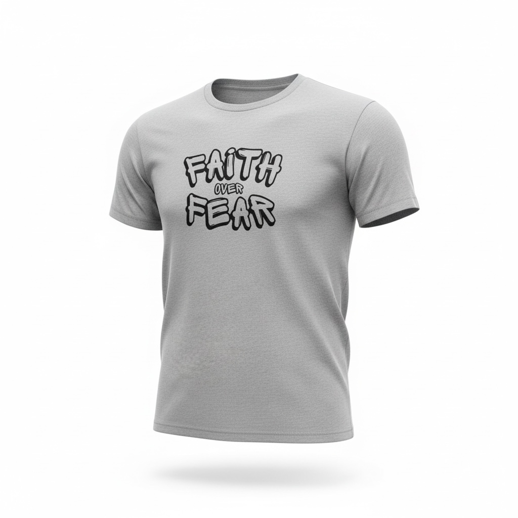 Faith over Fear T-Shirt - Gray - Athletic Fit