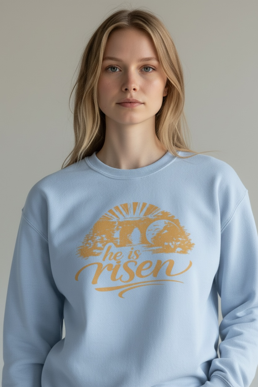 Easter He is Risen Sweatshirt - Baby Blue