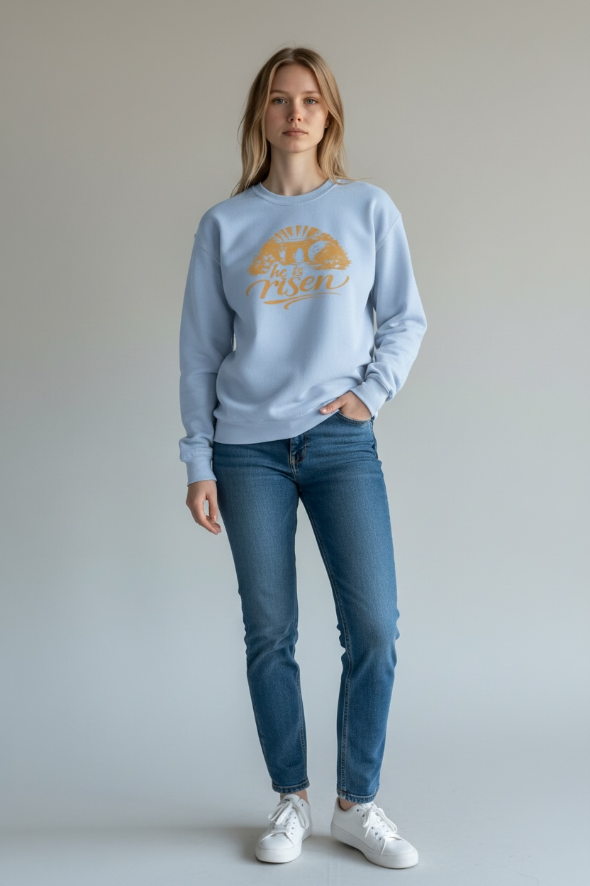 Easter He is Risen Sweatshirt - Baby Blue