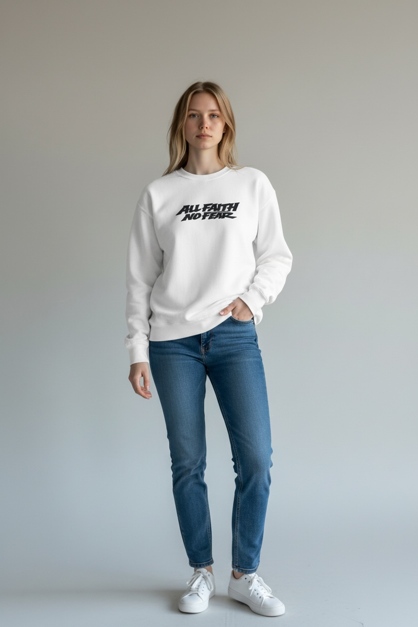 All Faith, No Fear - Sweatshirt - White